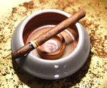 Sculptural luxury ashtray in cream and brown tones – a refined accent for home or office interiors, bookshelves, and coffee tables.