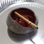 Red and black artistic ashtray crafted for high-end interiors – doubles as a coffee table centerpiece and an elevated Father’s Day gift
